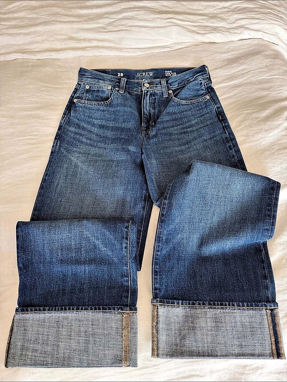 J.Crew Lower-rise wide-leg jean in 1984 rigid Blue Waist 28